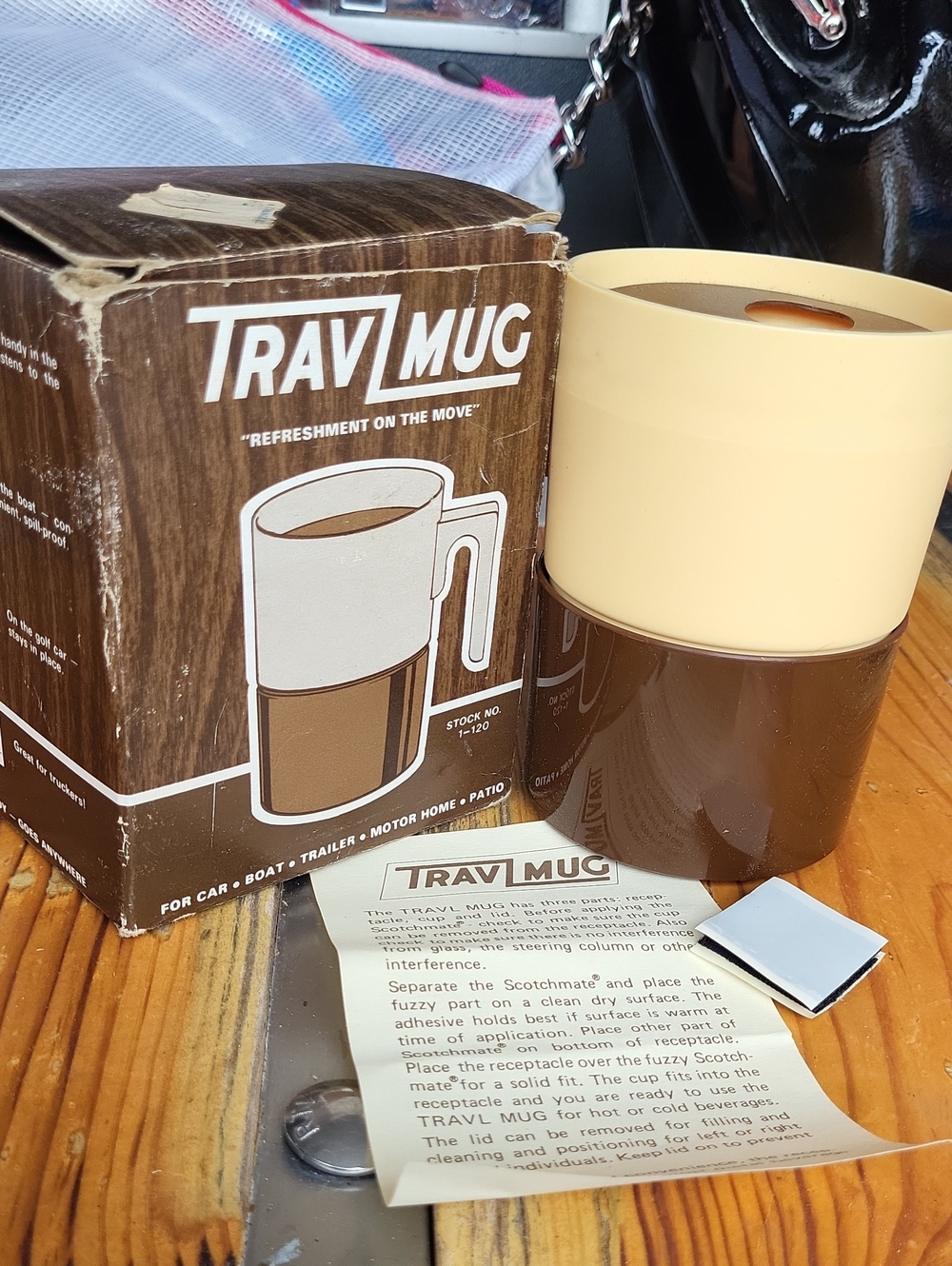 Two-Tone Brown and Cream Travel Mug
